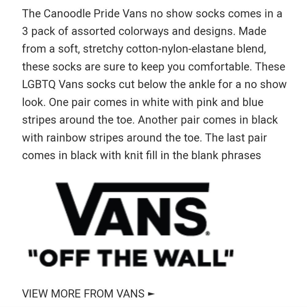 Vans Canoodle Pride 3-Pack Sock - Picture 3 of 6
